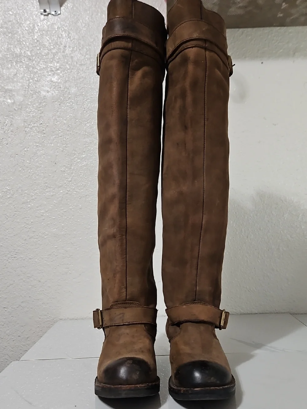 Jeffrey Campbell leather flat engineer Over The Knee boots